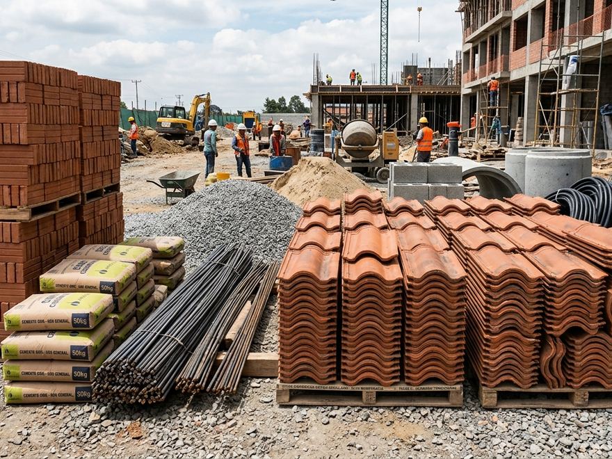 Materiales de construcción en obra